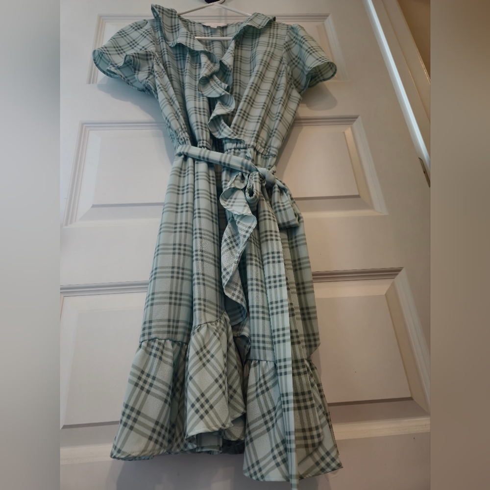 Lauren Conrad Plaid Ruffle Wrap Dress - Picture 9 of 16